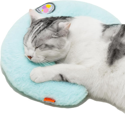 US Local MEWOOFUN U-Shaped Orthopedic Pet Pillow - 10.6x9.8 Inch Fluffy Support For Cats & Puppies, Joint Relief & Improved Sleep Blue