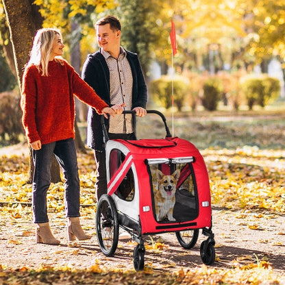 US Local Aosom 2-in-1 Pet Bike Trailer For Small Dogs, Road-Visibility Bicycle Stroller, Weather-Strong Bike Wagon Trailer Sidecar Attachment, Red