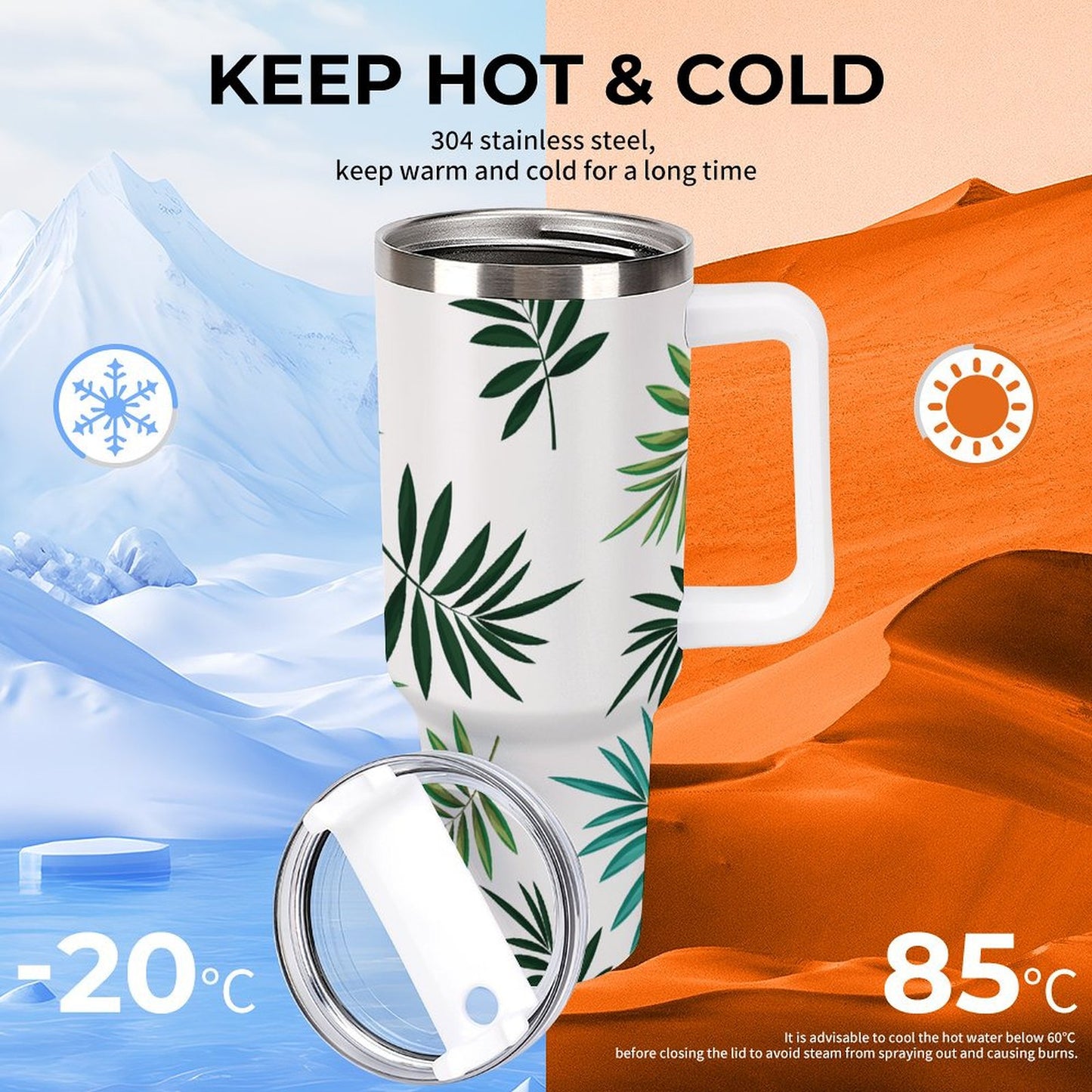 PHDT00057 POD US Local Tumbler 40 oz Large Capacity Car Cup Leaves, Summer