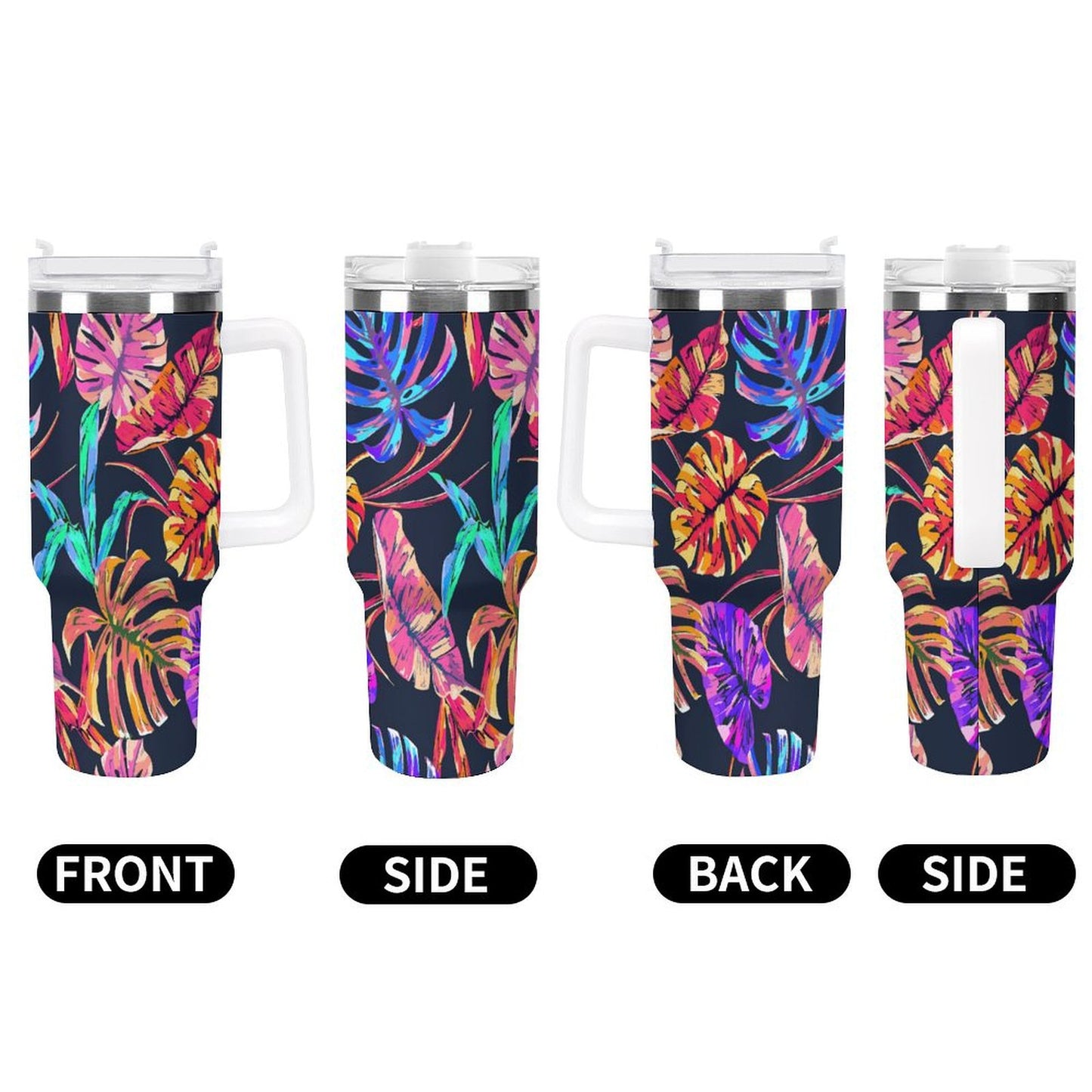 PHDT00413 POD US Local Tumbler 40 oz Large Capacity Car Cup Monstera, Purple, Pink, Tropical