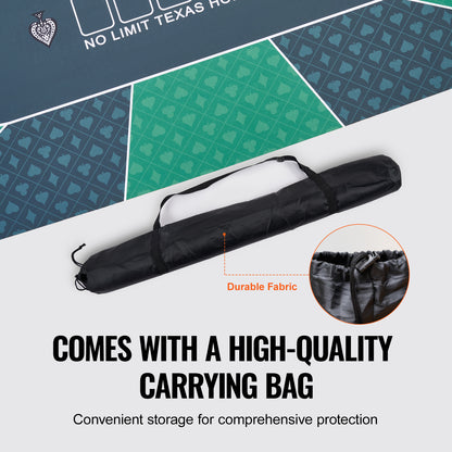 US Local VEVOR Poker Table Top 70 X 35 Inch Poker Mat 6-8 Players Foldable With Bag Green