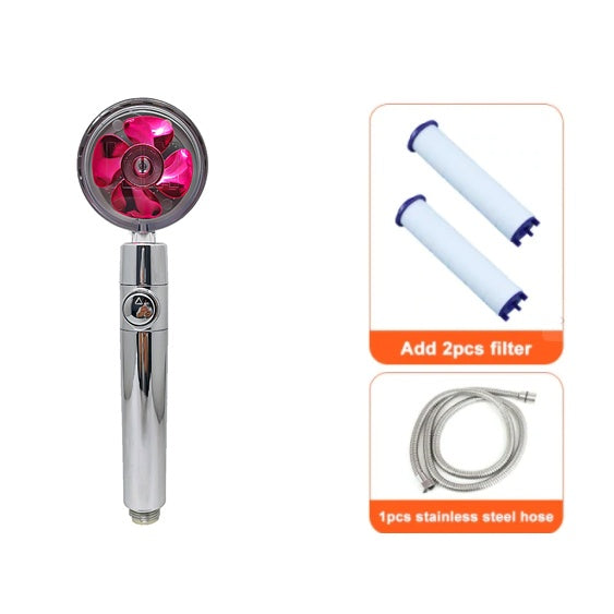 US Local Shower Head Water Saving Flow 360 Degrees Rotating With Small Fan ABS Rain High Pressure Spray Nozzle Bathroom Accessories