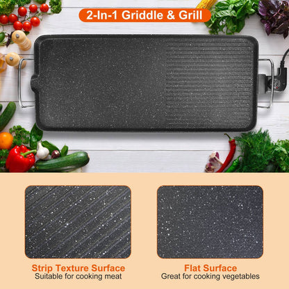 US Local 1Pc Electric Barbecue Grill Hot Plate Cooking BBQ Griddle Non Stick Table Top Grill Griddle For Indoor Outdoor Camping Picnic Family Gathering Friend Party