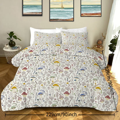 US Local 3 Pieces Mushroom Decoration Comforter Set Soft Bedding Set For Home Bedroom Decor Twin Full Queen King Size