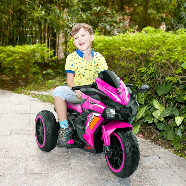 US Local Kids Powered Ride-ons Toy, Kids Motorcycle For 3-6 Years, 12V Electric Ride On Motorcycle With Light Wheel & Bluetooth Music-Pink