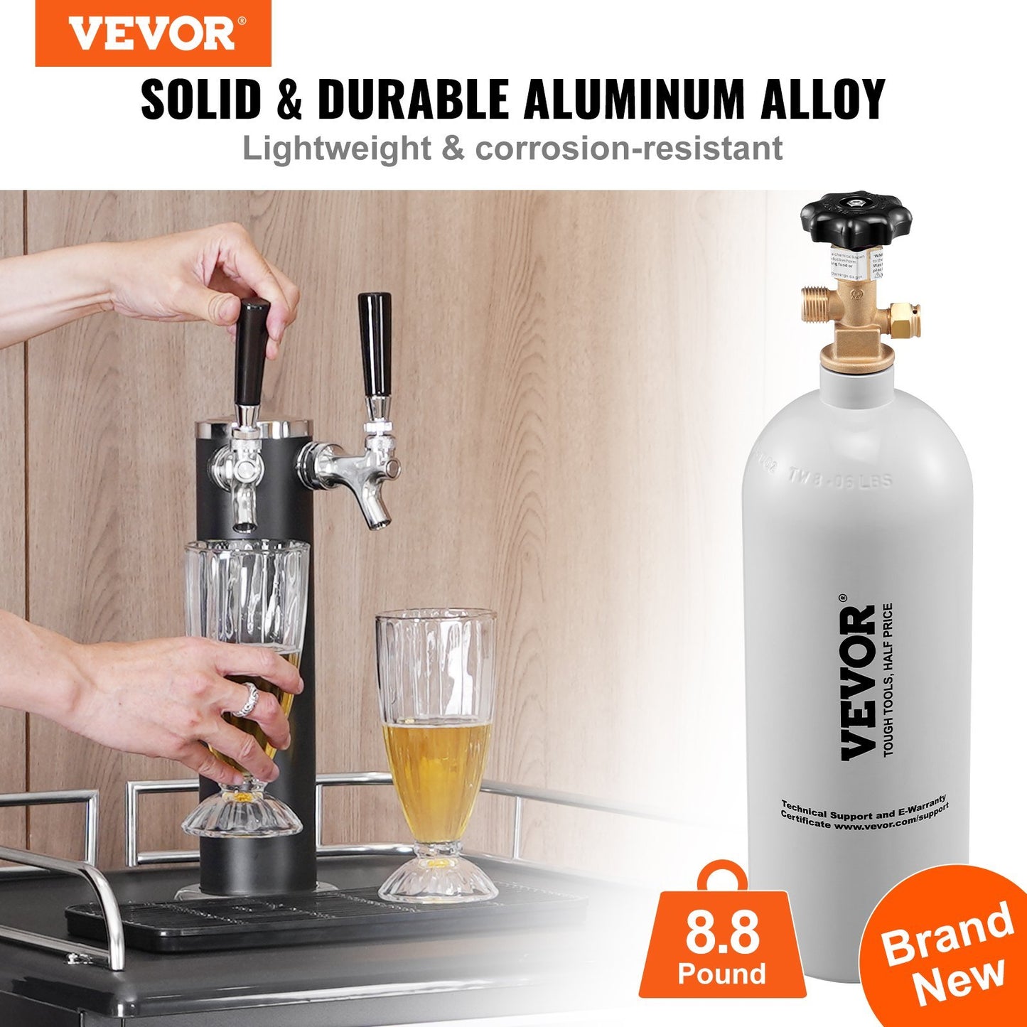 US Local VEVOR 5 Lbs CO2 Tank Aluminum Gas Cylinder, Brand New CO2 Cylinder With Gray Spray Coating, CO2 Tank With CGA320 Valve, For Draft Soda Beer