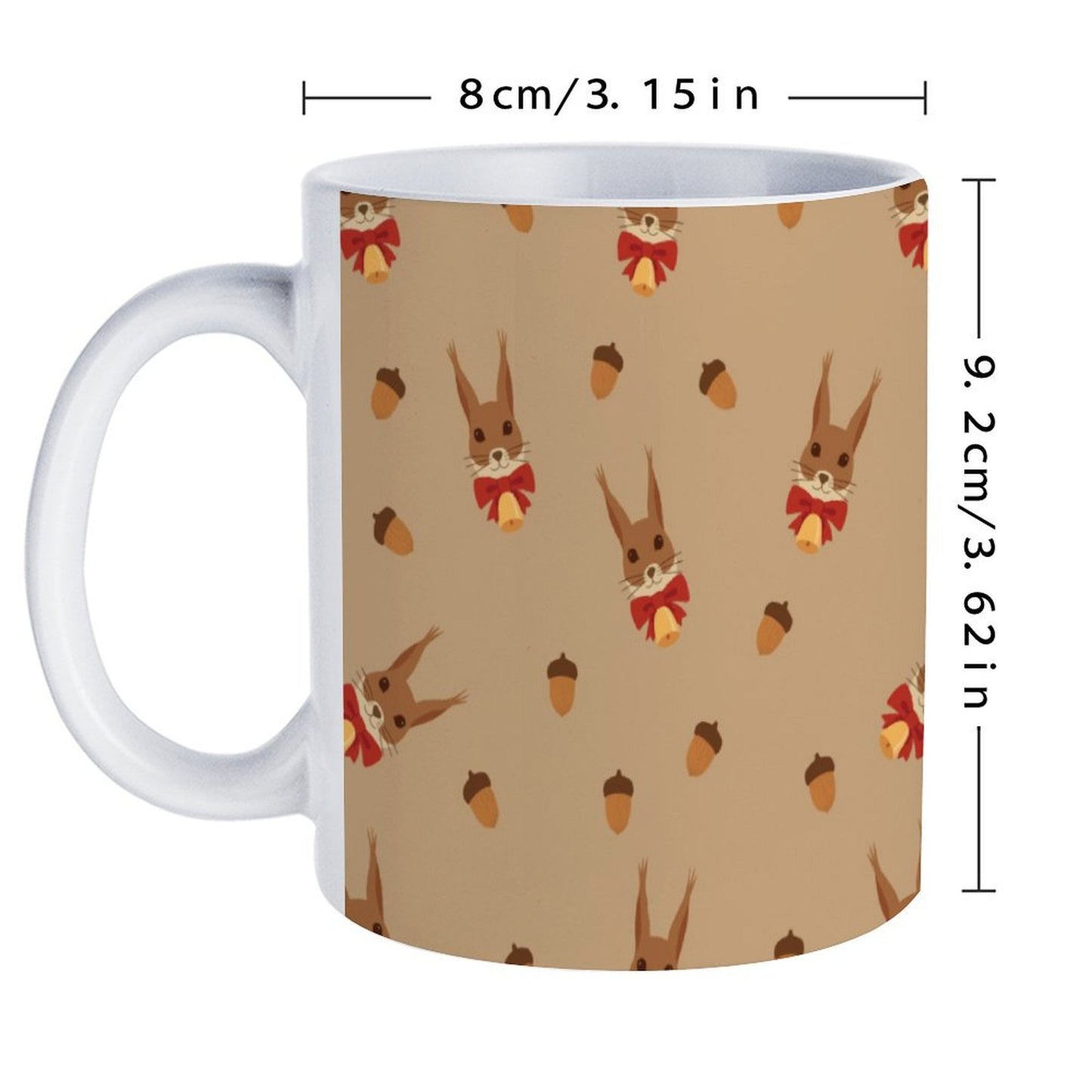 POD US Local White mug with full print, Christmas Squirrel Nuts 0015