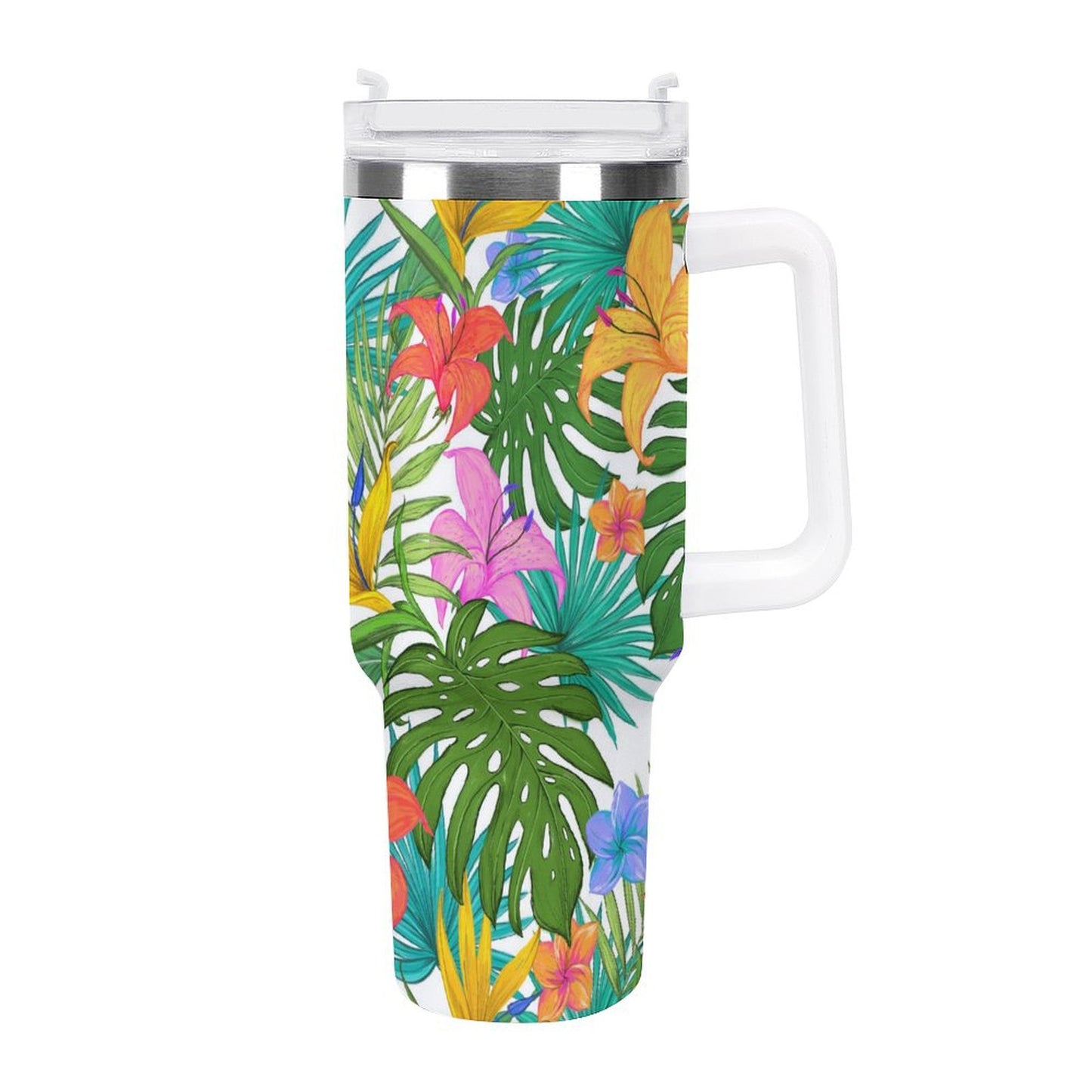 PHDT00218 POD US Local Tumbler 40oz Large Capacity Car Cup Summer Tropical, Green