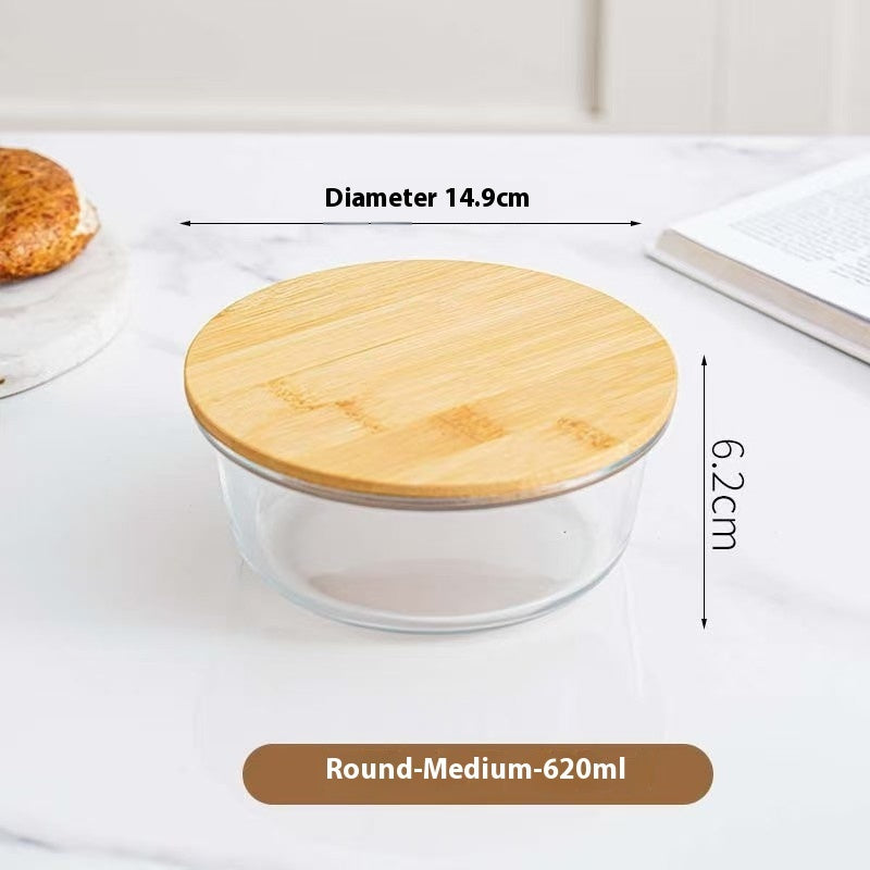 Round Glass Lunch Box Microwave Oven Heating Oven Special Use