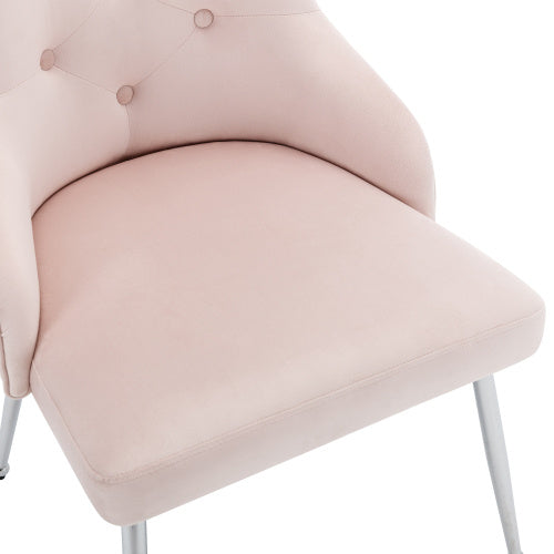 UK Local Button Pattern Dining Chair, Upholstered Armchair, Metal Leg Chairs, Modern Lounge Chair, Bedroom Living Room Chair With Lumbar Cushion