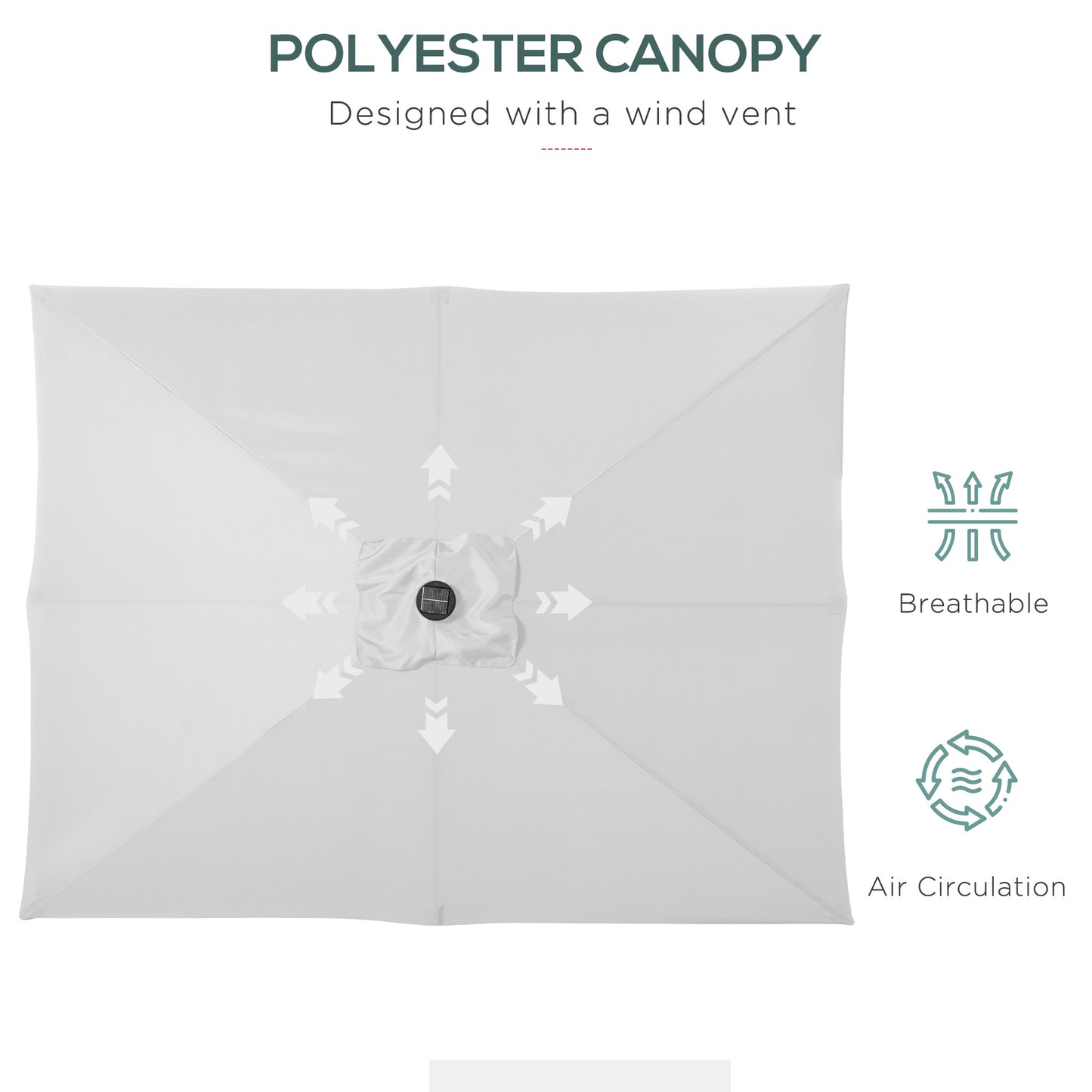 US Local 9x7 Ft Patio Umbrella Outdoor Table Market With Crank Solar LED Lights Tilt Button For Deck Pool White