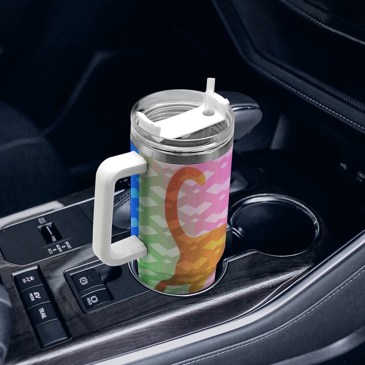 PHDT00438 POD US Local Tumbler 40 oz Large Capacity Car Cup Rainbow, Cat