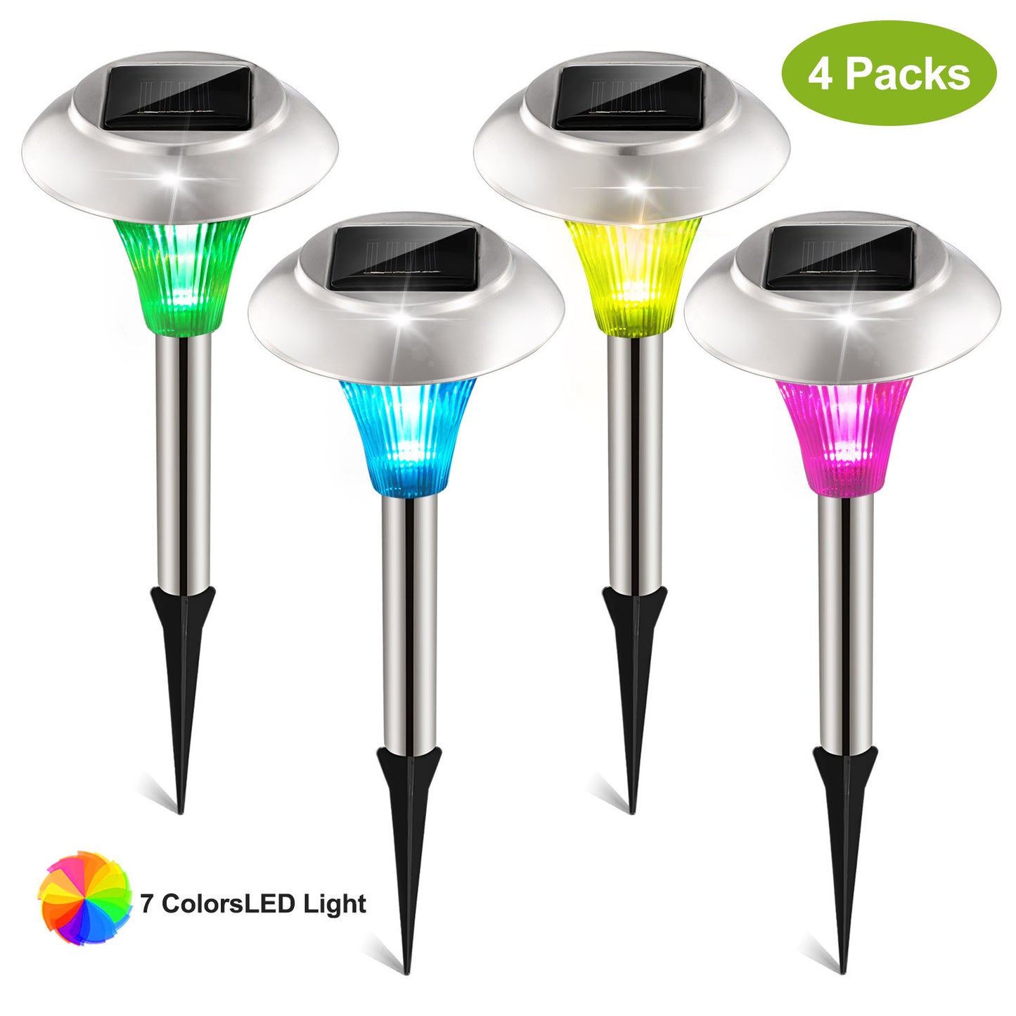 US Local 24 Pcs 12Pcs 8Pcs 4Pcs Solar Garden Lights IP44 Waterproof 7 Color Changing For Yard Driveway Walkway
