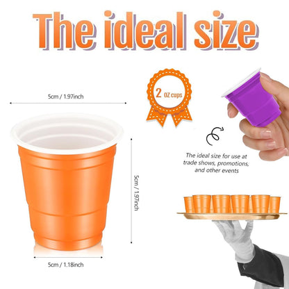 US Local 50 Pcs Mini Disposable Shot Glasses Halloween Plastic Shot Glasses Bulk Orange Purple 2 Oz Party Cups For Wine Whiskey Food Halloween Party Drinking Supplies Trick Or Treat Party Drinking Supplies