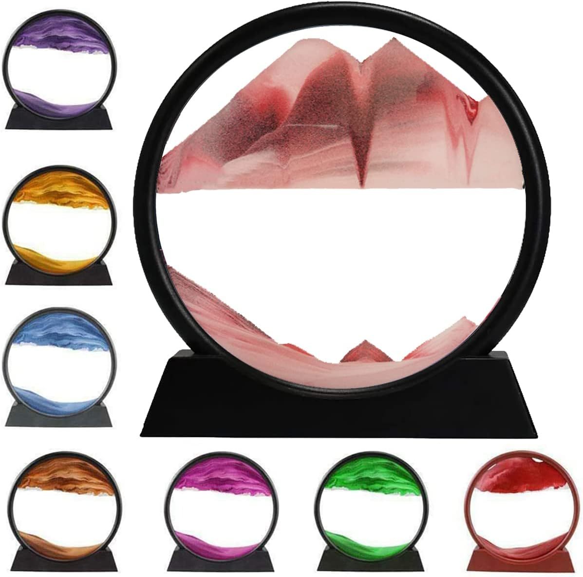 US Local 3D Dynamic Sand Art Liquid Motion, Moving Sand Art Picture Round Glass 3D Deep Sea Sandscape In Motion Display Flowing Sand Painting Relaxing Desk Toys