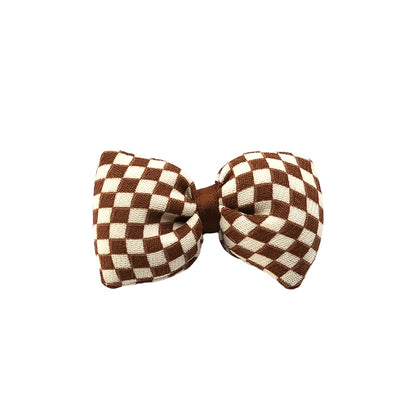US Local Plaid Bow Hair Clips-Coffee 9672