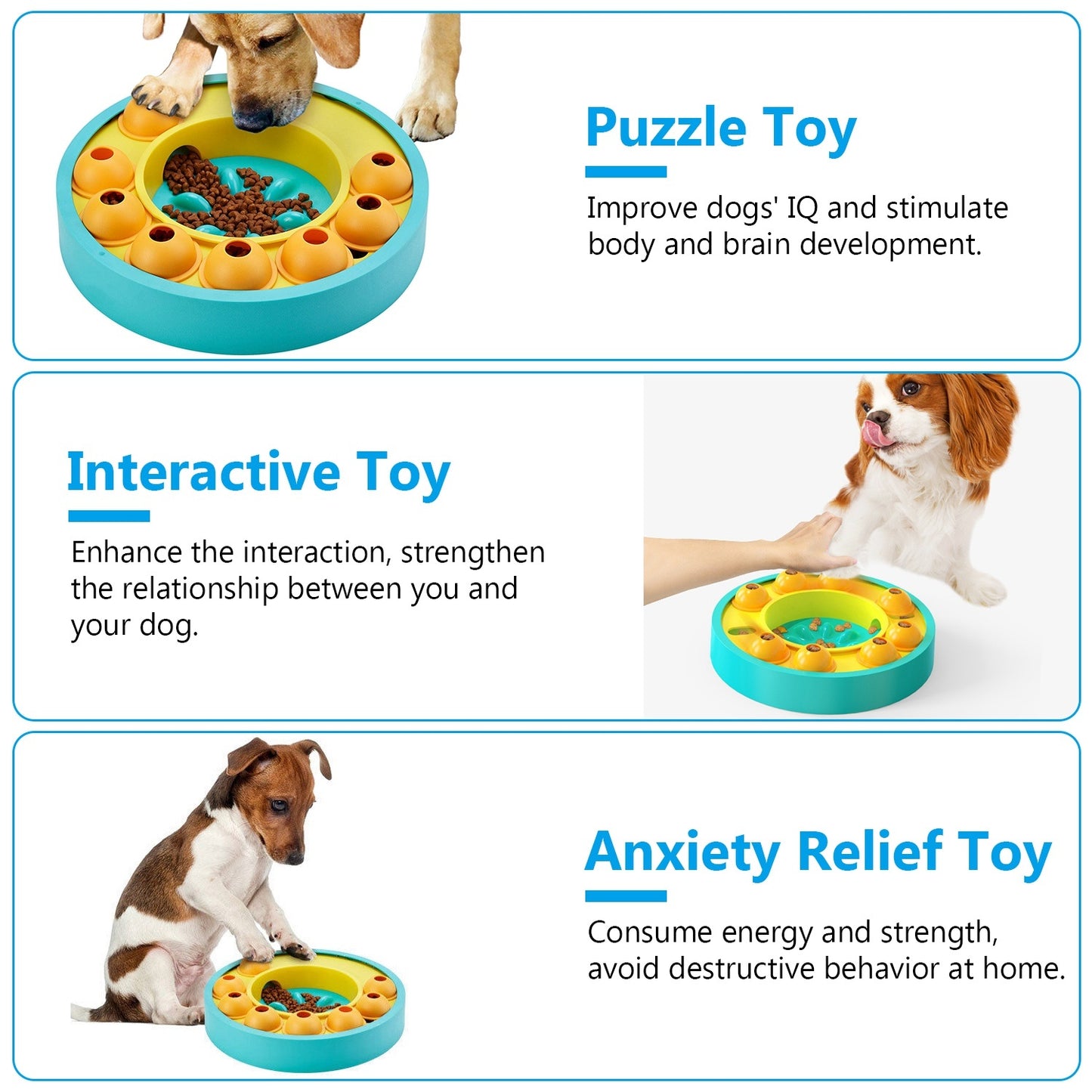 US Local 1Pc Dog Puzzle Food Feeder Slow Feeding Bowl Interactive Toy Dog Treat Dispensing Toy For IQ Training Mental Enrichment For Small Medium Large Dog Cat