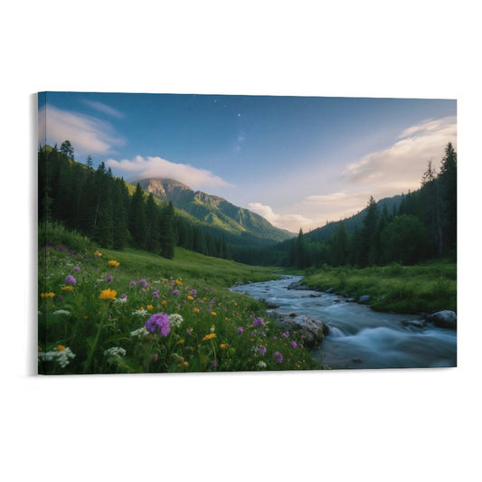 Decorative Interior Frame Painting Mountain-river-starry-summer-8