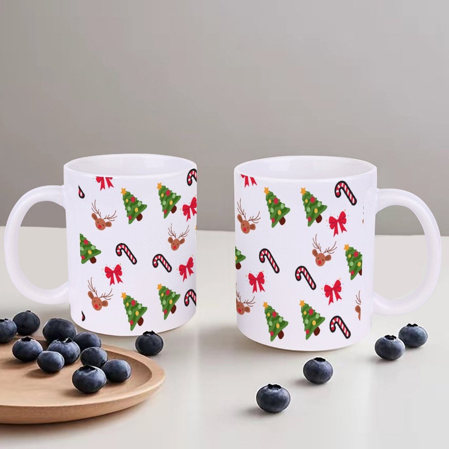 POD US Local White mug with full print, Christmas, Elk, Bow 0083