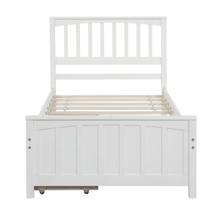 US Local Twin Size Platform Bed With Two Drawers, White