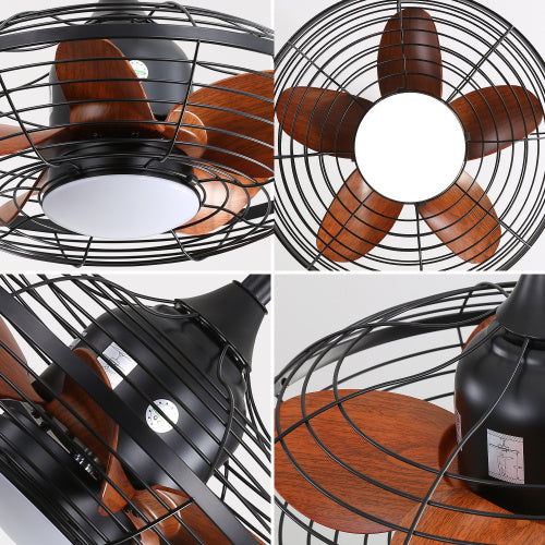 US Local 20 Inch Downrod Mount Ceiling Fan LED 18W 3CCT 5 ABS Blades DC Motor With Hanging And Hook For Outside Patios Pergola