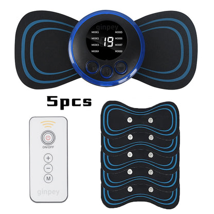 US Local Mini Massager With 5 Pads Portable Electric Muscle Stimulator - Deep Tissue Management Device - Pulse Therapy For Back Shoulder Neck Leg