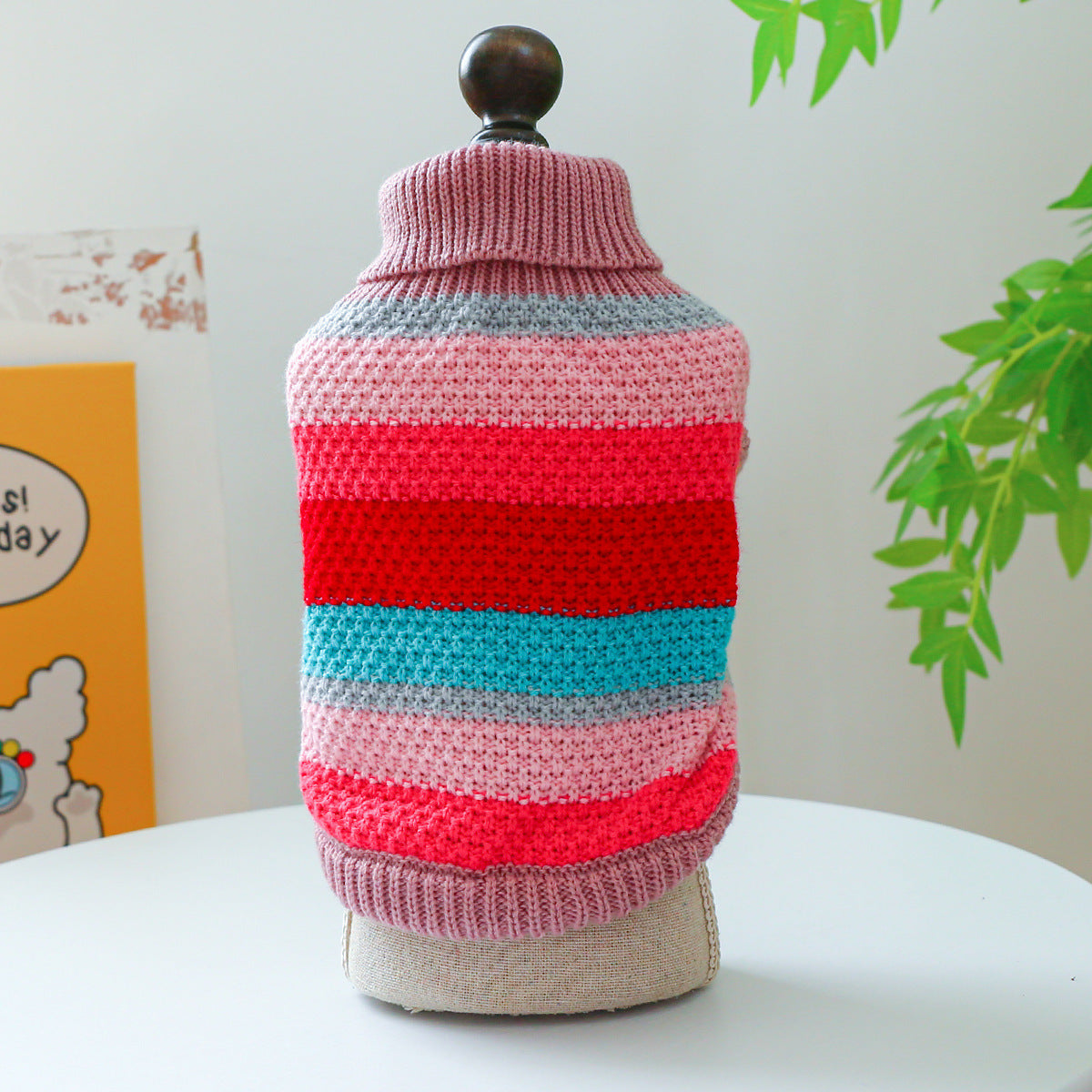 US Local Pet Ring Comfortable Color Stripes Colorful Sweater