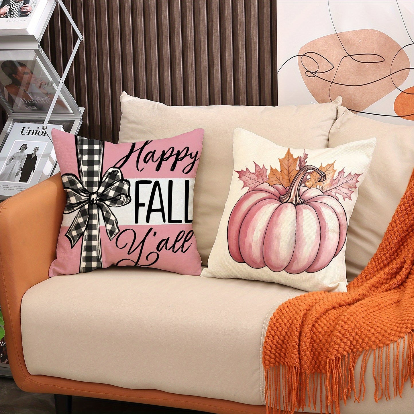 US Local 4 Pack Fall Pillow Covers 18x18in Farmhouse Pumpkin Maple Leaf Cushion Case Autumn Sofa Couch Decor For Autumn Thanksgiving Harvest Decorations