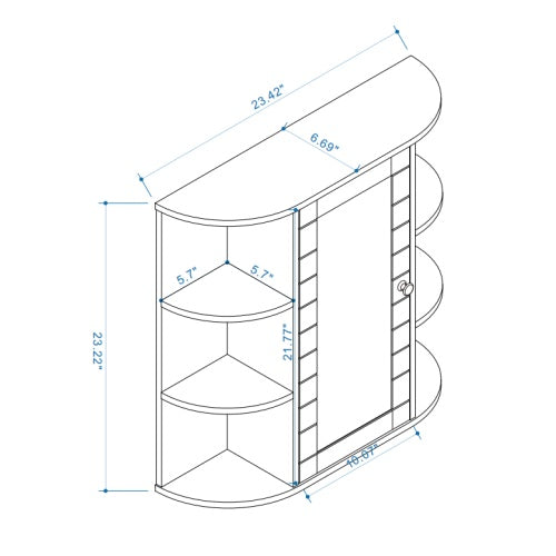 US Local Wall-mounted Bathroom Cabinet With Mirrored Door, 6 Open Shelves, 3 Adjustable Bathroom Shelves Living Room Laundry Room Bedroom - White