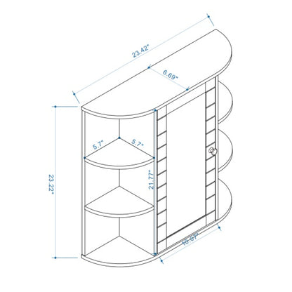 US Local Wall-mounted Bathroom Cabinet With Mirrored Door, 6 Open Shelves, 3 Adjustable Bathroom Shelves Living Room Laundry Room Bedroom - White