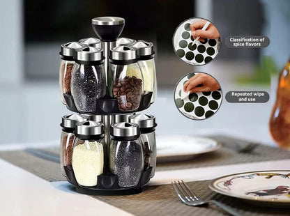 US Local Revolving Spice Rack Organizer Countertop, Spinning Spice Storage Rack Tower Organizer With 12 Empty Jars, Rotating Spice Holder Shelf Seasoning Rack Shelf, Spice Seasoning Bottle Organizer