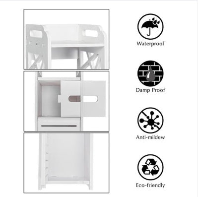 US Local Wood Plastic Panel Bathroom Shelf - White