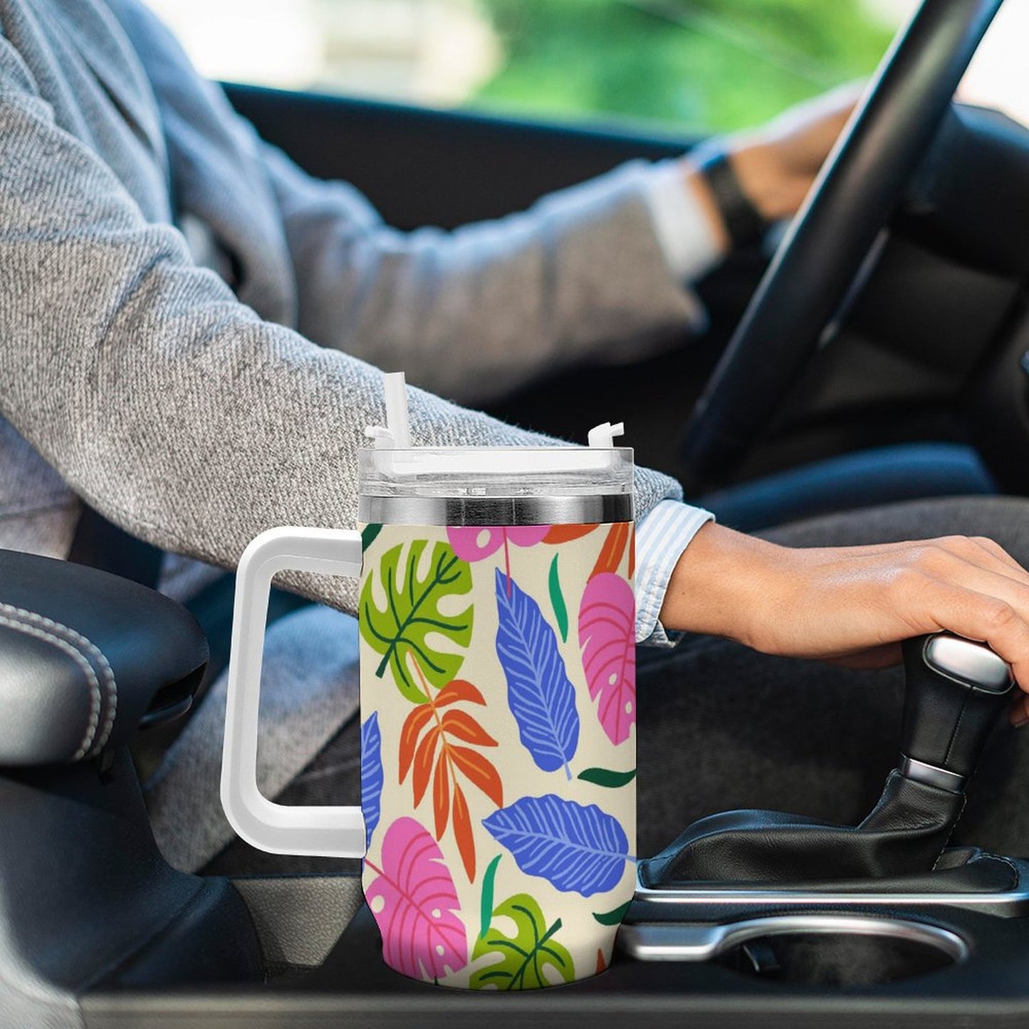 PHDT00467 POD US Local Tumbler 40 oz Large Capacity Car Cup Tropical, Vibrant