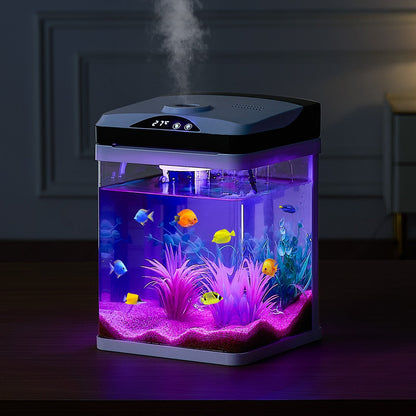 US Local 2 Gallon Fish Tank Aquarium LED Smart Square Clear Glass 7 Color Self Cleaning