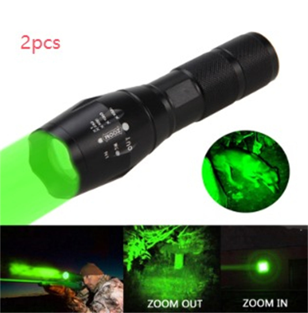 US Local Portable Mini Flashlight LED ZOOM Torch Hunting Zoomable Flashlight Torch Light