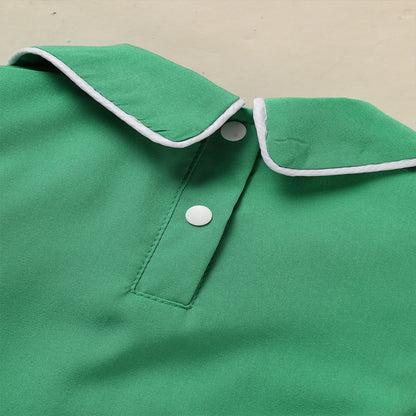 US Local Baby Green Lapel Short Sleeve Romper Clover Print Button Detail Playsuit With Snap Closure