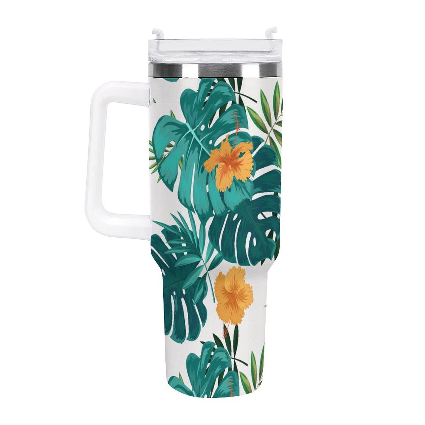 PHDT00464 POD US Local Tumbler 40 oz Large Capacity Car Cup Tropical, Foliage, Hibiscus Flowers