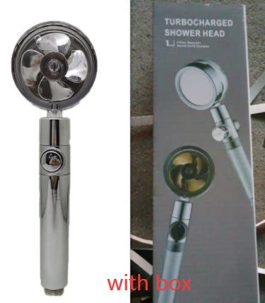 US Local Shower Head Water Saving Flow 360 Degrees Rotating With Small Fan ABS Rain High Pressure Spray Nozzle Bathroom Accessories