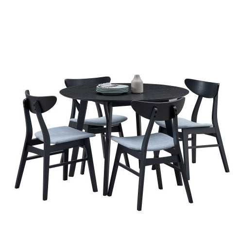 US Local 42.01 Inch Saving Place Table,Wooden Dining Table For 4 Persons,Modern Design Round Kitchen Table For Living Room,Apartment,Restaurant,Black