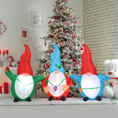 6.6 FT Lighted Christmas Inflatable Decoration, Inflatable Three Christmas Gnomes Elves, Funny Blow Up Yard Decorations With Built-in LED Lights For Holiday Party Front Yard Lawn Garden Decor