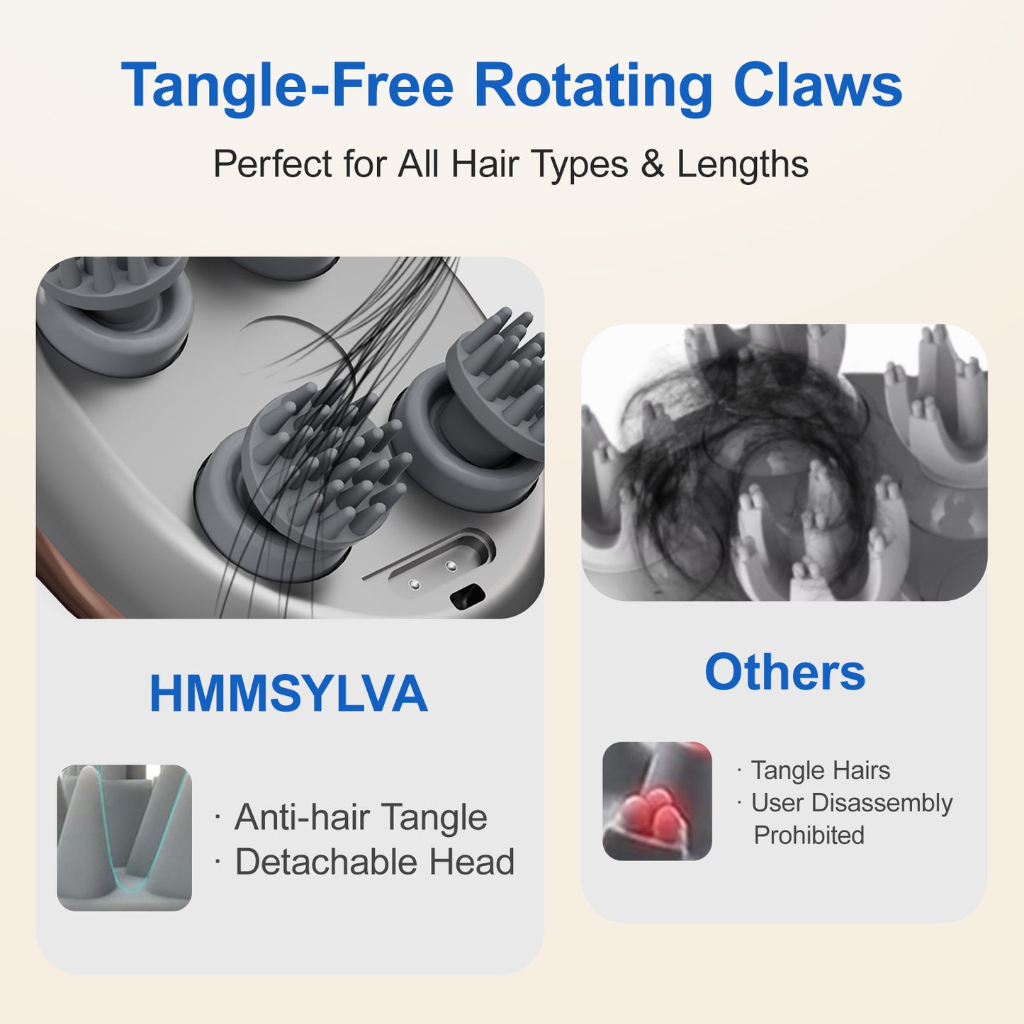 US Local Hair Relaxation Tool 3D Massage Comb Smart Scalp Massager Relieves Fatigue Essential For Home And Office Rechargeable Massager