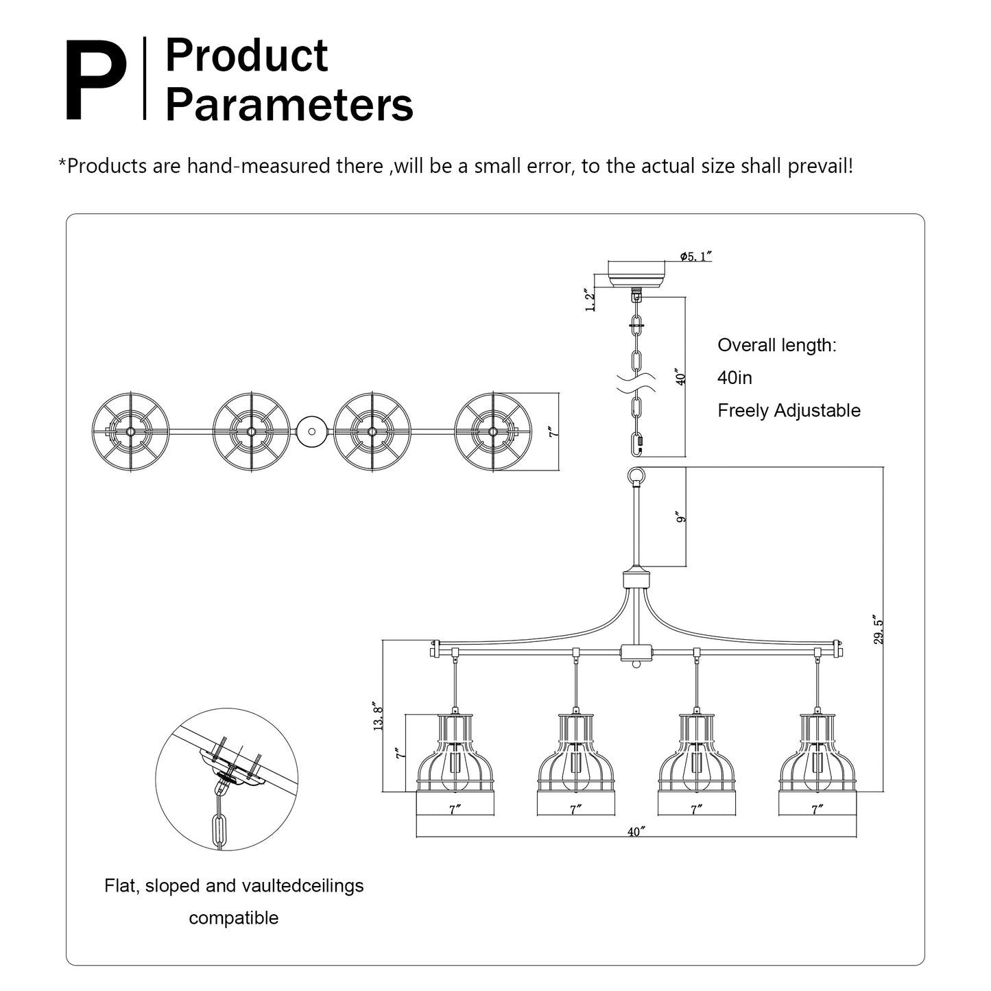 US Local Dining Room Light Fixture Chandelier Over Table, 40-Inch Hanging For Farmhouse Linear Chandeliers,4-Light Kitchen Island Lighting,Matte Black And Matte Gold Ceiling Chandelier,with Metal Lampshade