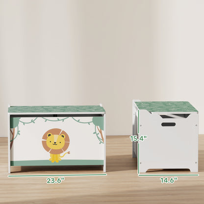 US Local Toy Box With Lid, Safety Hinges And Groove Handles, Toy Storage Organizer For Kids, Living Room, Playroom, Green