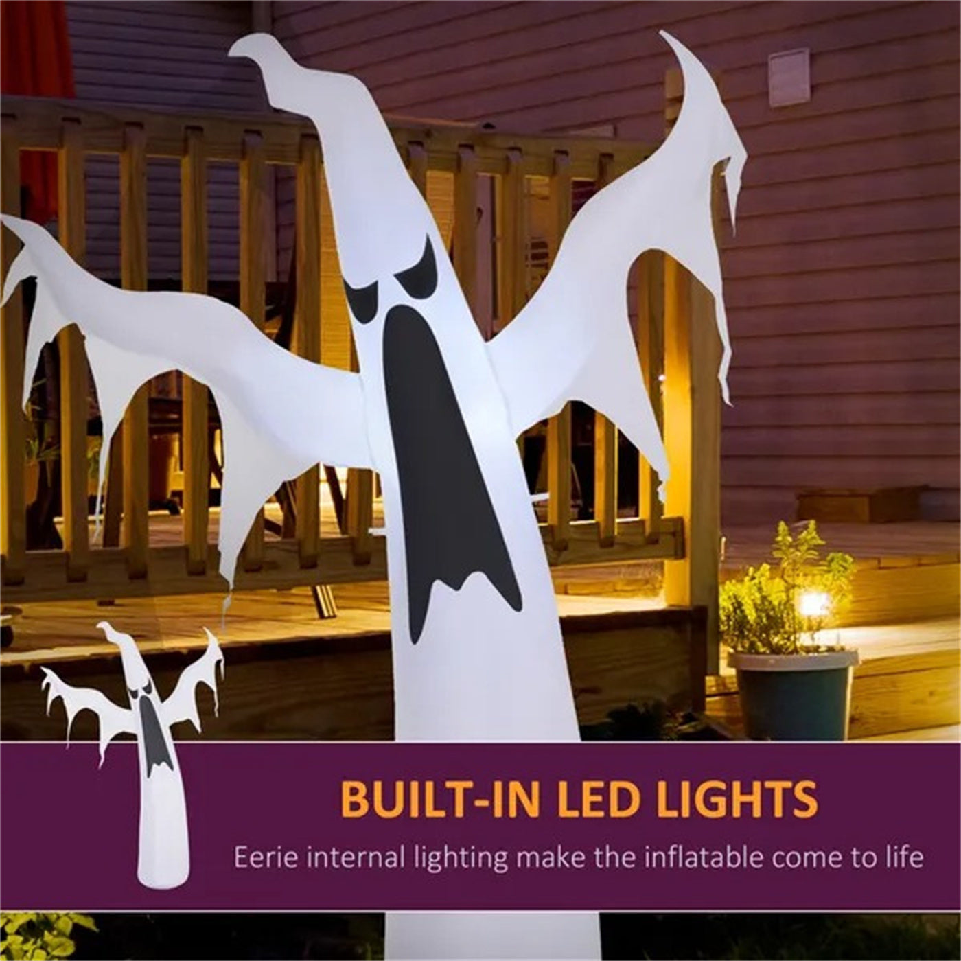 CA Local 6FT Tall Halloween Inflatable White Ghost, Outdoor Blow Up Yard Decoration With LED Lights For Garden, Lawn, Party, Holiday