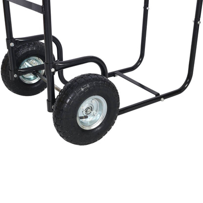 US Local Firewood Cart Fireplace Log Rlling Cart Wood Rack With Pneumatic Wheels Rlling Cart