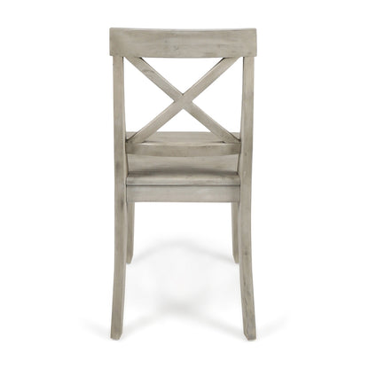 US Local Acacia Wood Dining Chairs, Light Grey Wash, 21D X 17.75W X 35.5H Inch Set Of 2