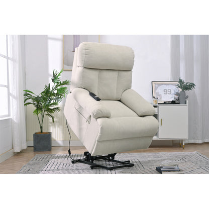 US Local Oversized Power Lift Recliner Chair For Elderly, Electric Fabric Recliner Chair For Seniors, Home Theater Seating,Reclining Sofa Chair With Remote Control,Side Pocket ,Spacious Seat  Light Gray