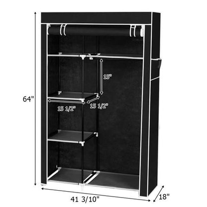 US Local 16 Tube Non-woven Fabric Wardrobe With 4 Layers And 6 Compartments