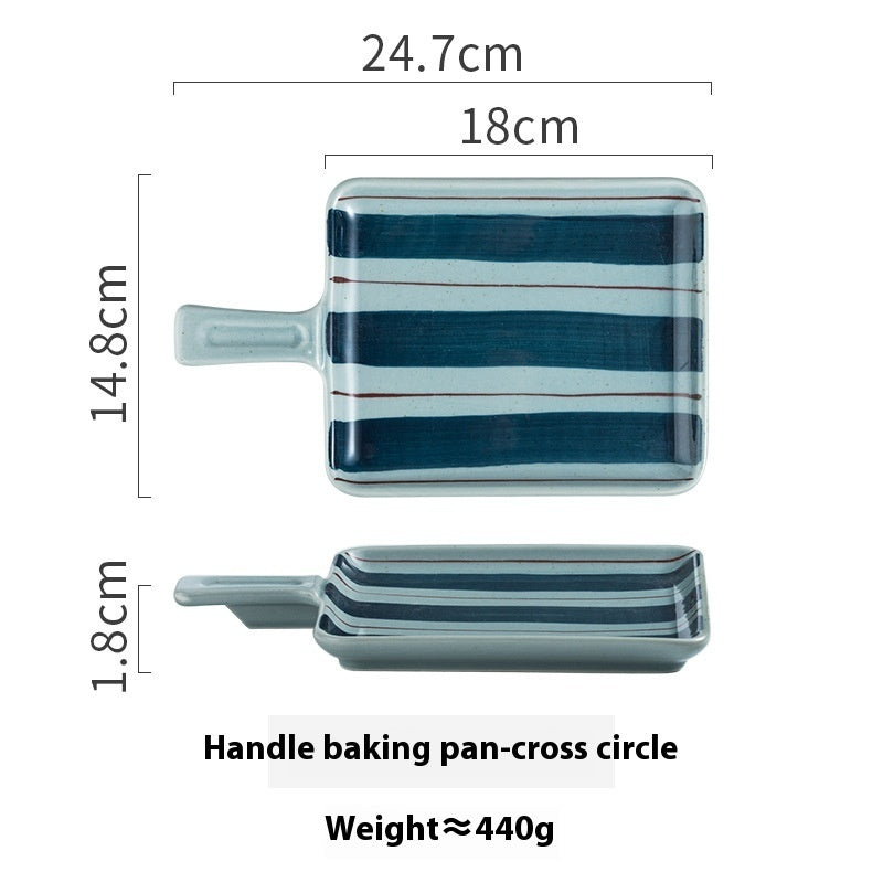Ceramic Handle Plate Household Oven Microwave Oven Baking Plate