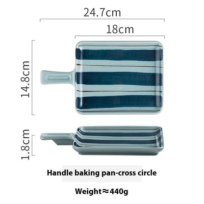 Ceramic Handle Plate Household Oven Microwave Oven Baking Plate